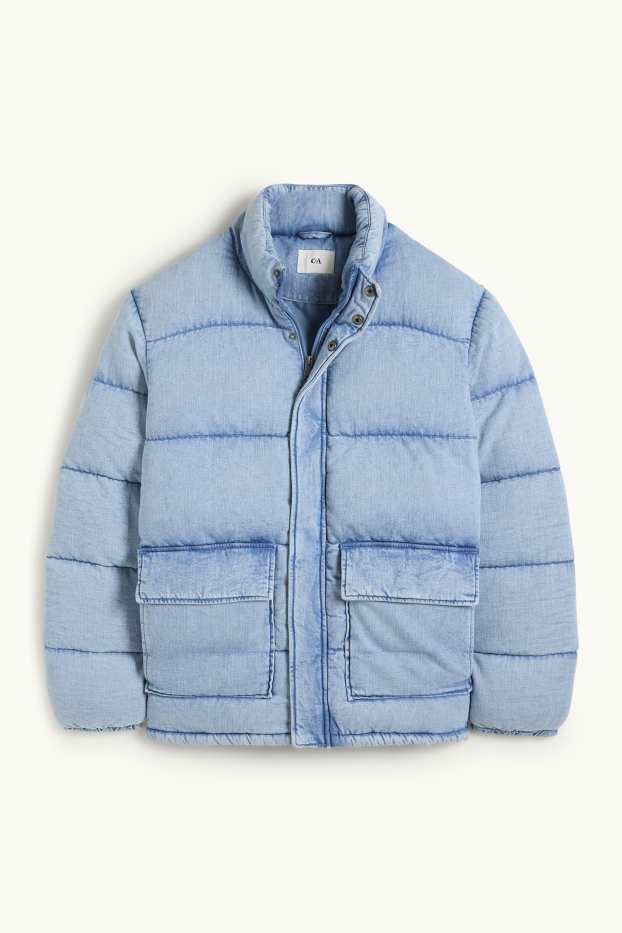 Bărbați - Jachetă matlasată din denim - albastru deschis