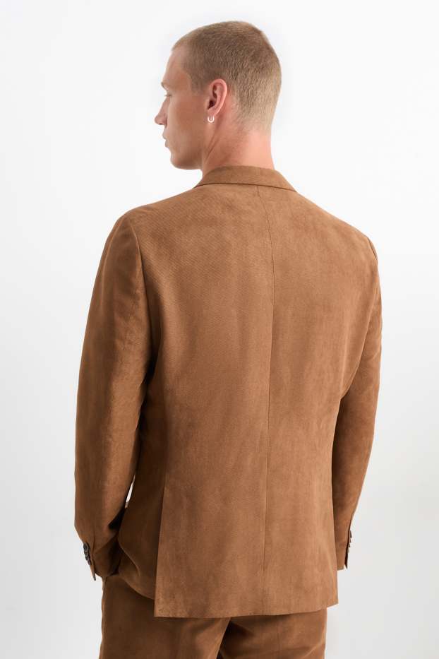 Mężczyźni - Marynarka modułowa - slim fit - z fakturą - brązowy