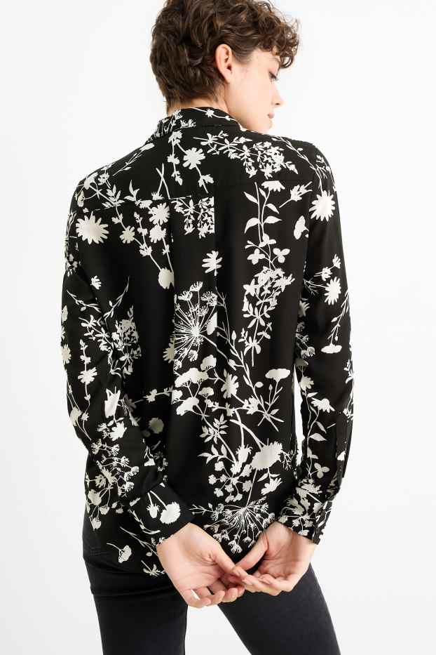 Women - Blouse - floral - black
