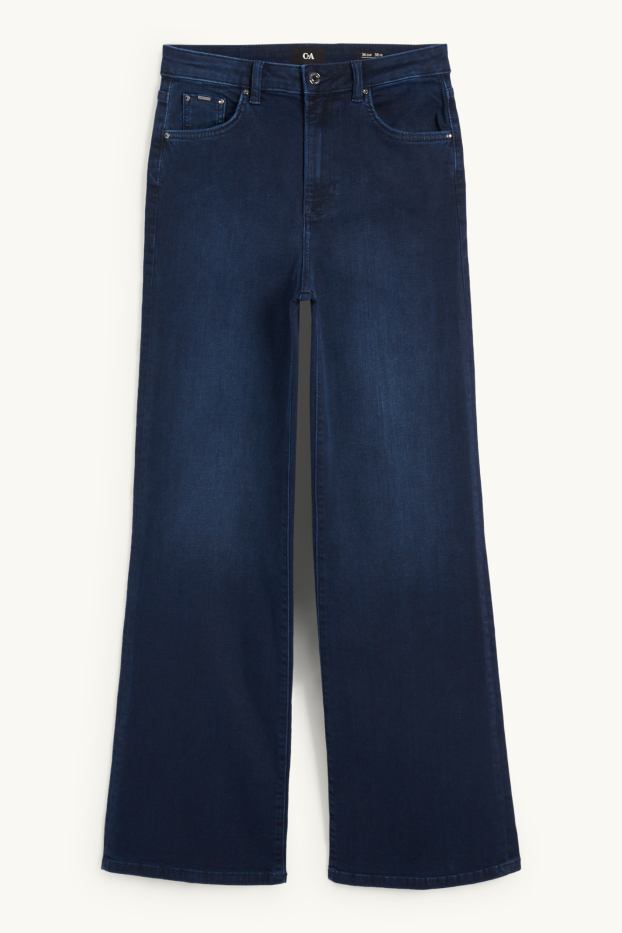Damen - Wide Leg Jeans - High Waist - dunkeljeansblau
