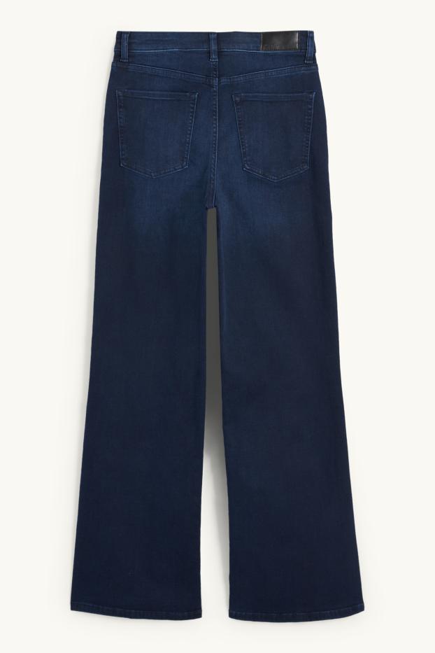 Damen - Wide Leg Jeans - High Waist - dunkeljeansblau