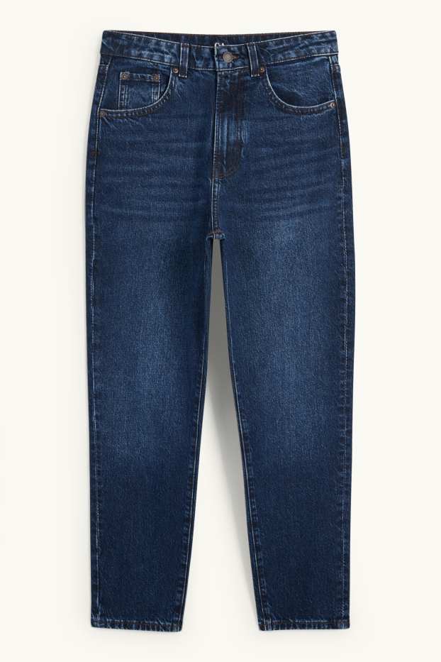 Femei - Mom jeans - talie înaltă - LYCRA® - denim-albastru închis