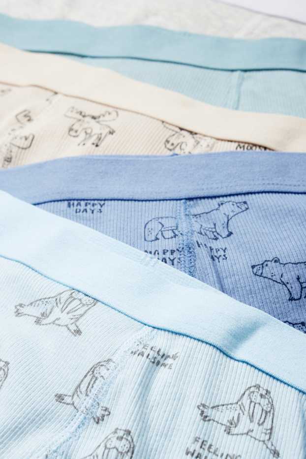 Kinder Jungen - Multipack 5er - Tiere - Boxershorts - gerippt - blau / grau