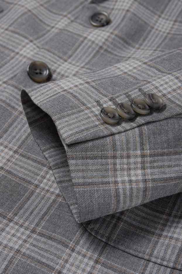 Heren - Colbert uit het combi-systeem - slim fit - Flex - geruit - grijs