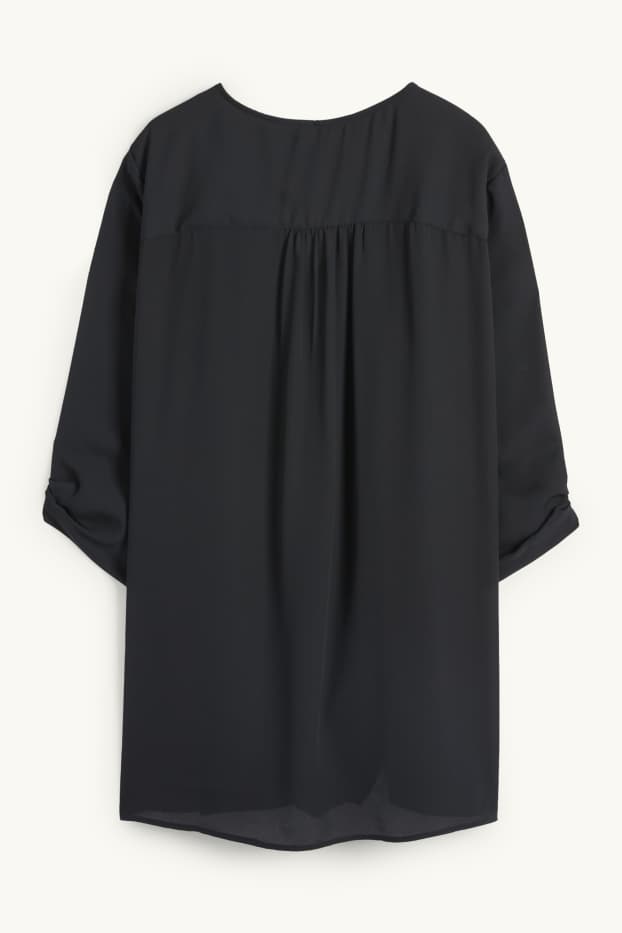 Damen - Bluse mit V-Ausschnitt - schwarz
