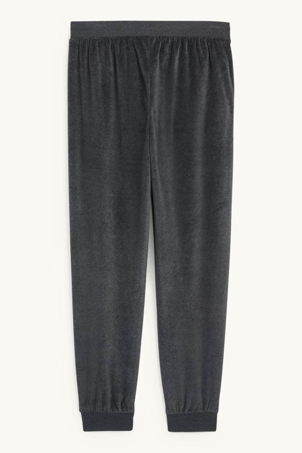 Uomo - Pantaloni pigiama di spugna - grigio scuro