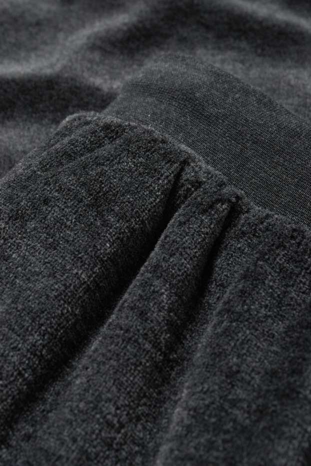 Uomo - Pantaloni pigiama di spugna - grigio scuro
