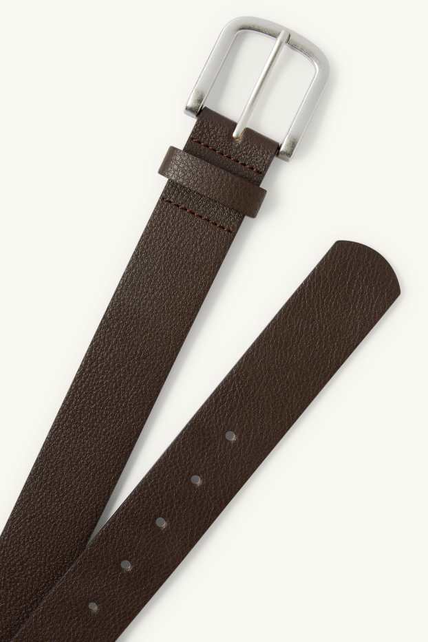 Herren - Gürtel - Lederimitat - dunkelbraun