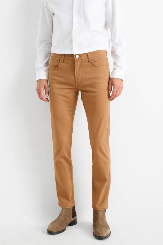 Uomo - Pantaloni - slim fit - marrone
