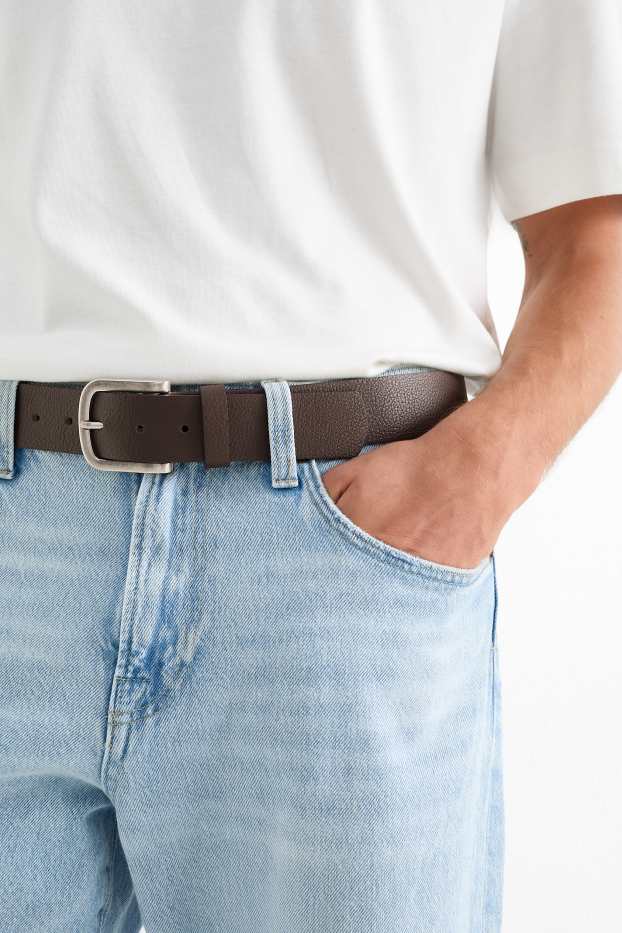 Herren - Gürtel - Lederimitat - dunkelbraun