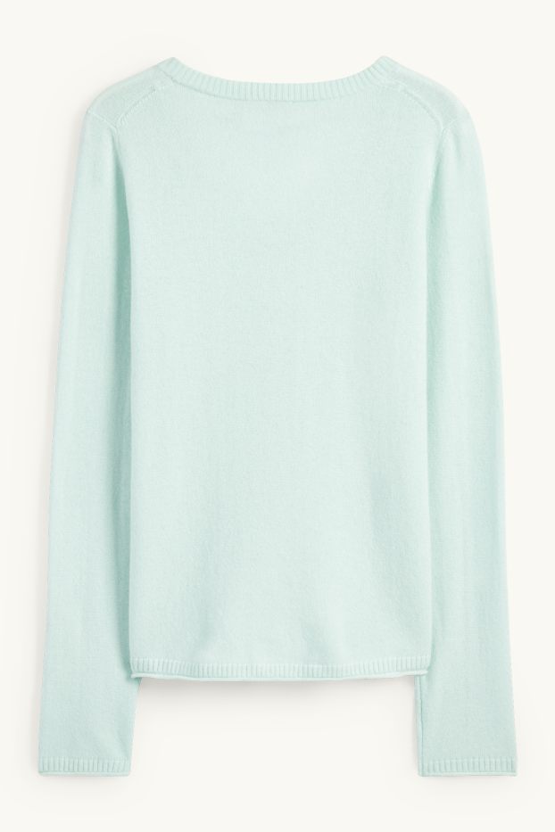 Femmes - Pull en cachemire avec encolure en V - vert menthe