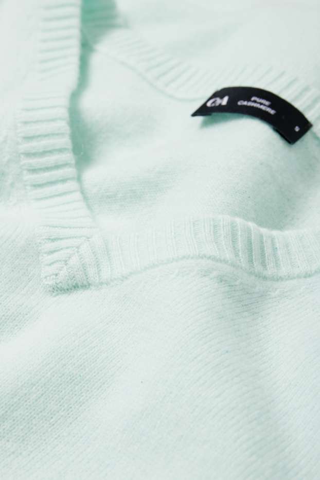Femmes - Pull en cachemire avec encolure en V - vert menthe