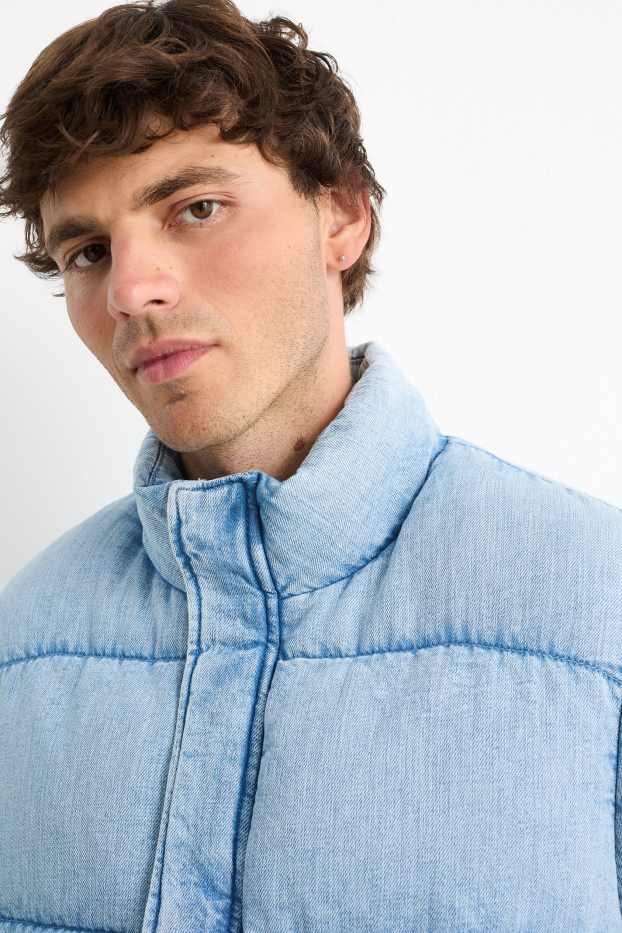 Bărbați - Jachetă matlasată din denim - albastru deschis