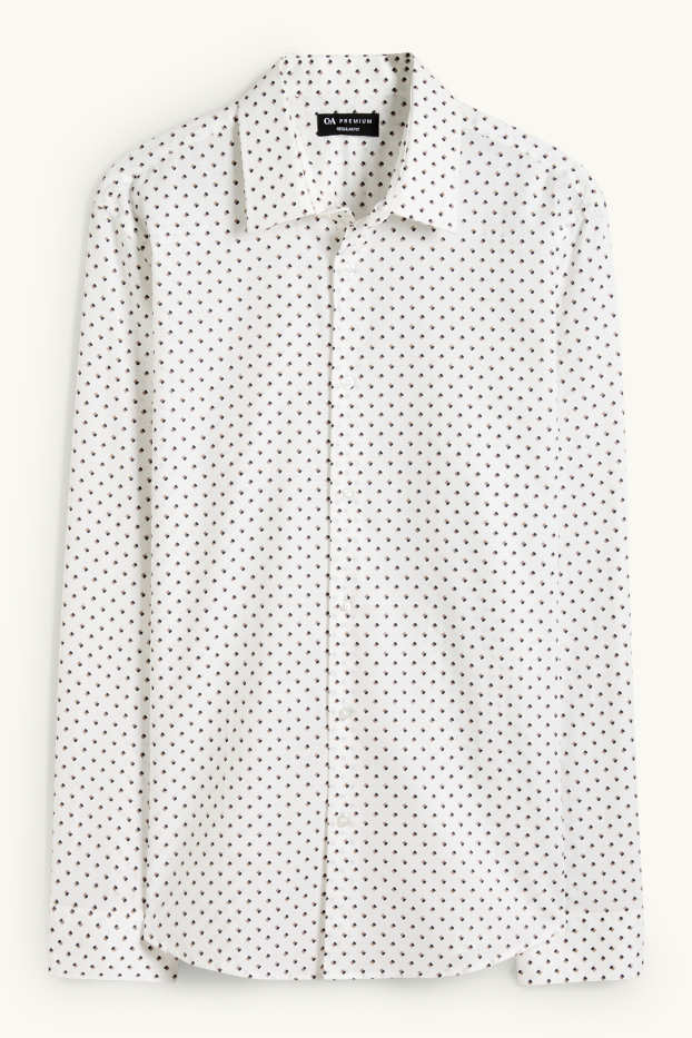Herren - Hemd - Regular Fit - Kent - Minimal-Print - strukturiert - weiß