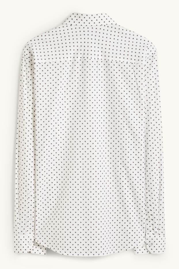 Herren - Hemd - Regular Fit - Kent - Minimal-Print - strukturiert - weiß