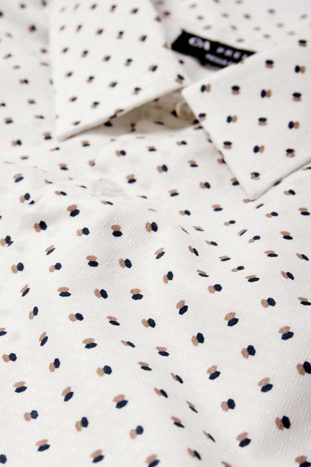 Herren - Hemd - Regular Fit - Kent - Minimal-Print - strukturiert - weiß