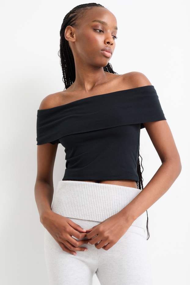 Femmes - T-shirt court - noir