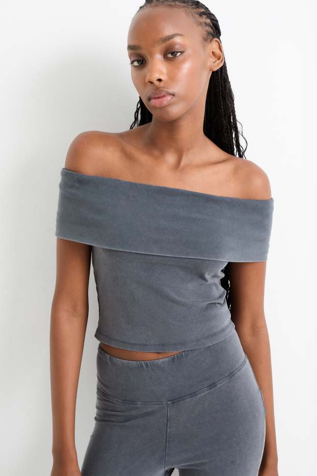 Dámské - Krátké tričko - tmavošedá