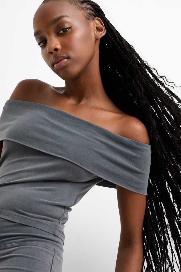 Dámské - Krátké tričko - tmavošedá