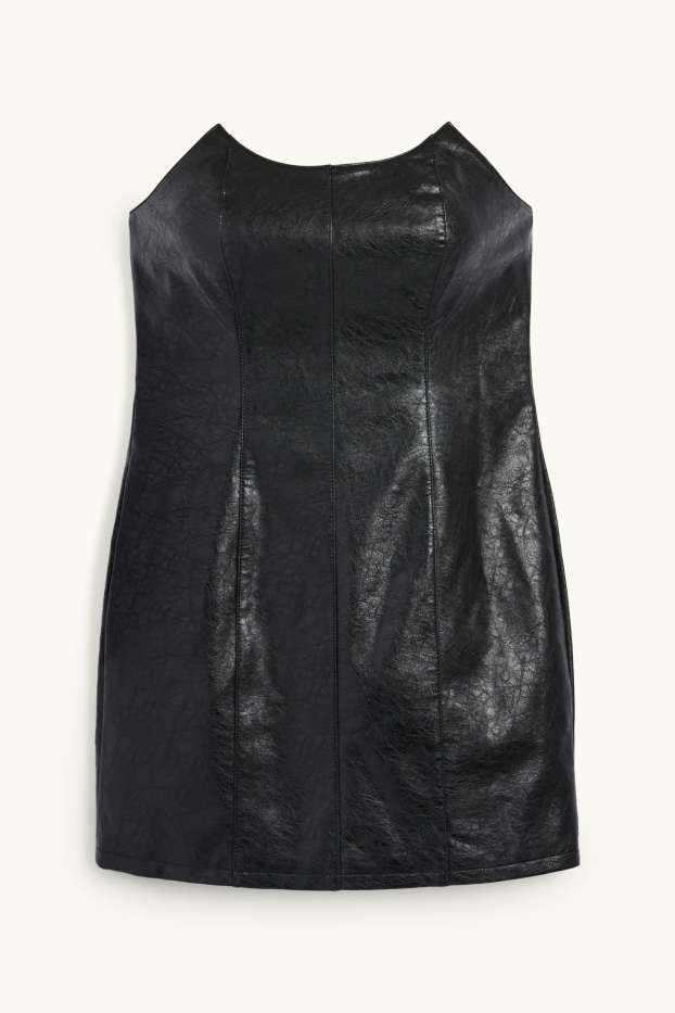 Dames - Nauwsluitende jurk - imitatieleer - zwart