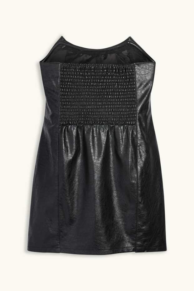 Dames - Nauwsluitende jurk - imitatieleer - zwart