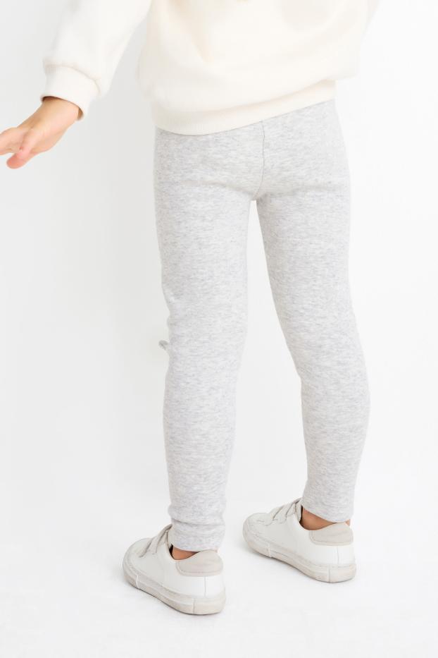 Enfants filles - Lot de 2 - chat et nœud - leggings - gris clair