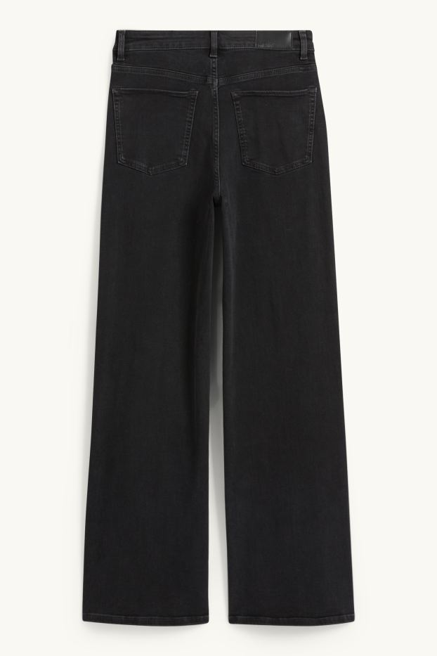 Femmes - Wide leg jean - high waist - jean gris foncé
