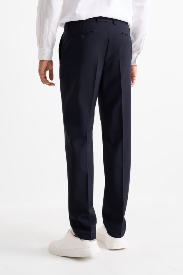 Hommes - Pantalon de costume - regular fit - Flex - laine mélangée - bleu foncé