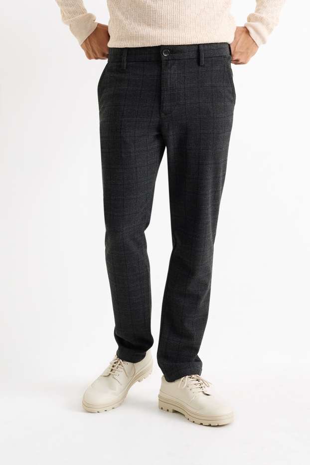 Hommes - Chino - slim fit - à carreaux - noir