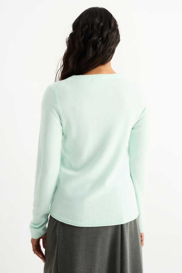 Femmes - Pull en cachemire avec encolure en V - vert menthe