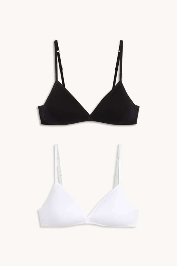 Dzieci dziewczynki - Wielopak, 2 szt. - biustonosz bez fiszbin - wyściełany - biały