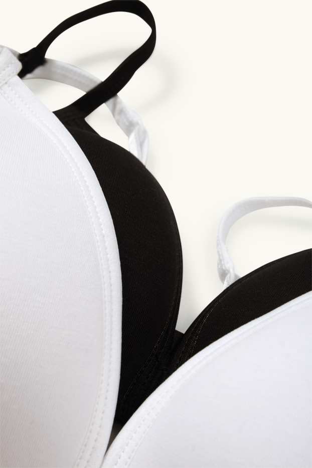 Dzieci dziewczynki - Wielopak, 2 szt. - biustonosz bez fiszbin - wyściełany - biały