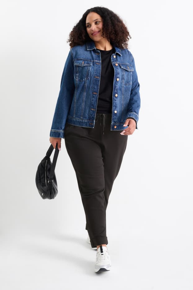 Damen - Stoffhose - Mid Waist - Tapered Fit - schwarz