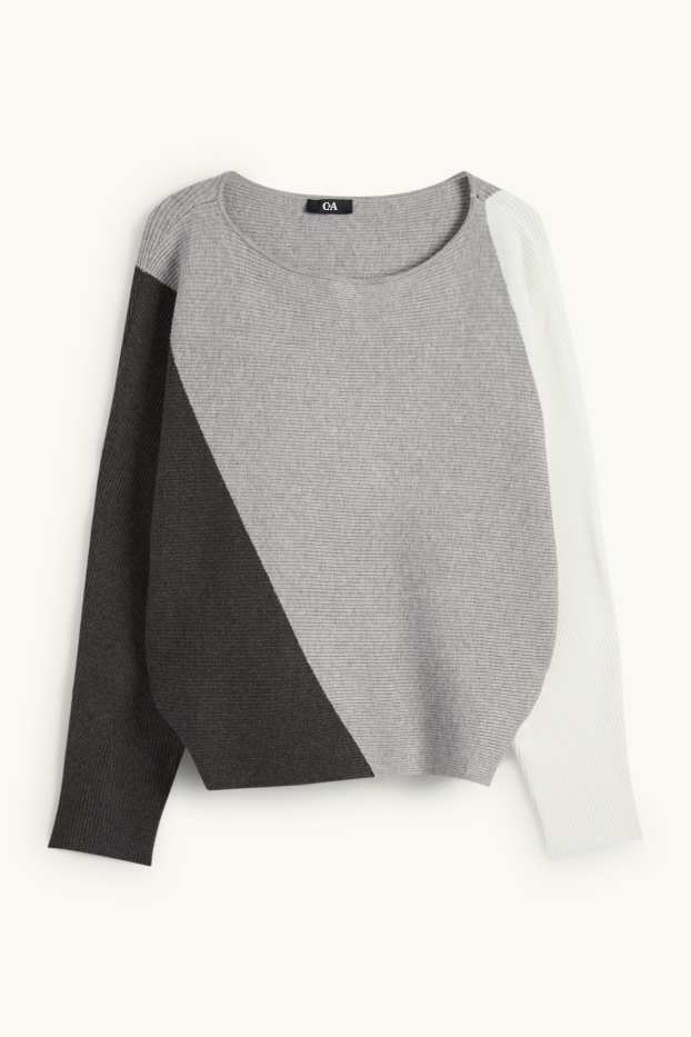Damen - Pullover - gerippt - grau