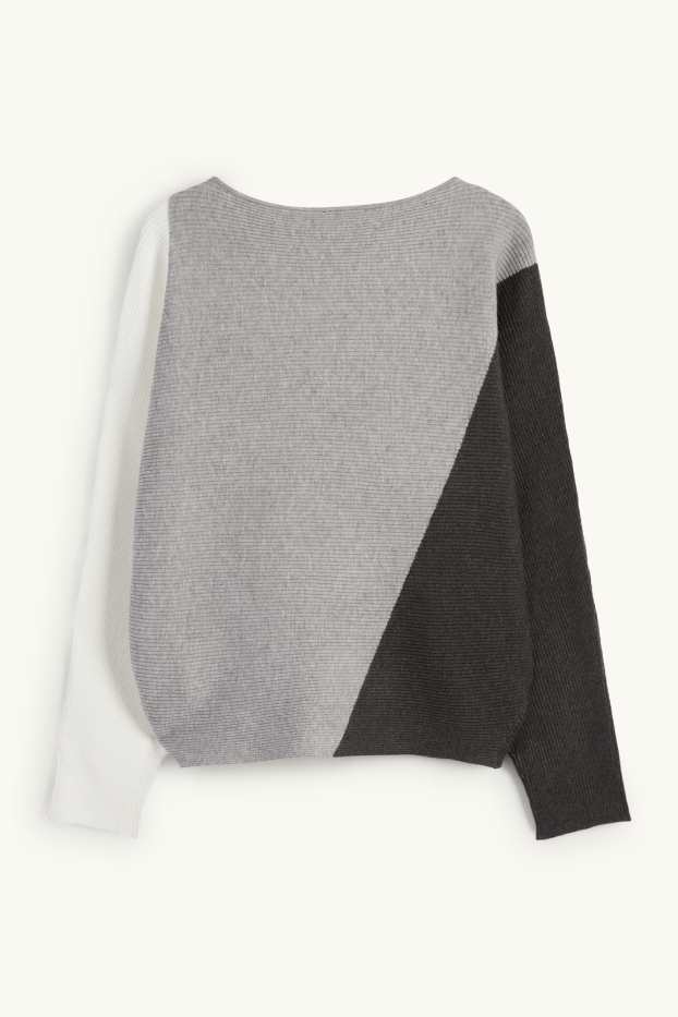 Damen - Pullover - gerippt - grau