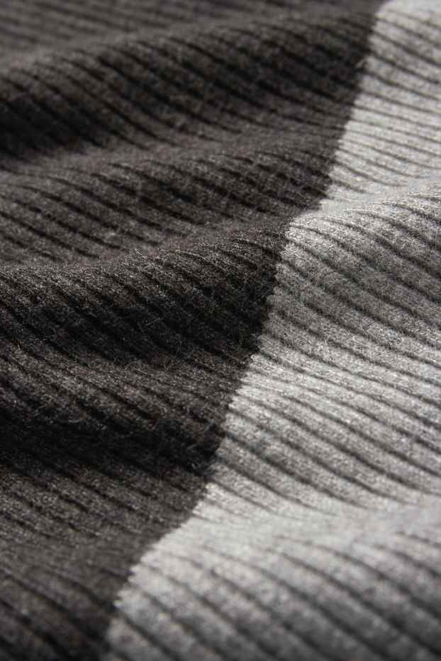 Damen - Pullover - gerippt - grau