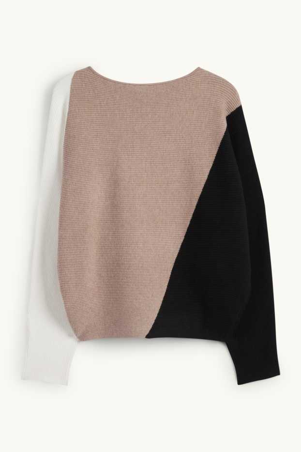 Damen - Pullover - gerippt - beige