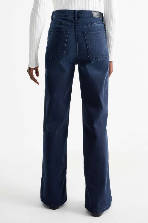 Damen - Wide Leg Jeans - High Waist - dunkeljeansblau