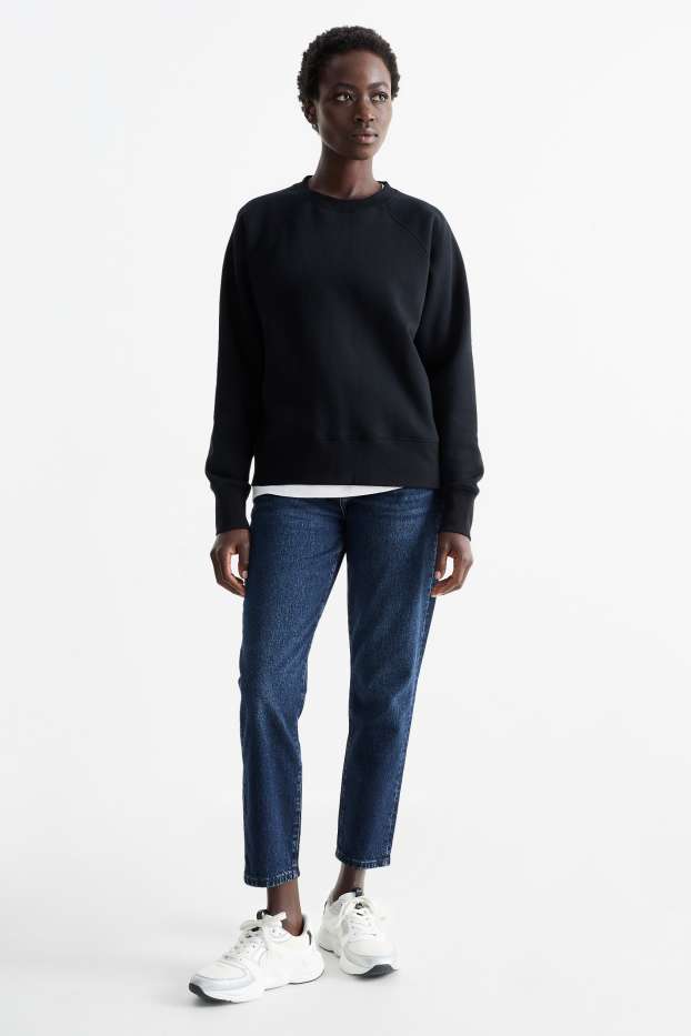 Femei - Mom jeans - talie înaltă - LYCRA® - denim-albastru închis