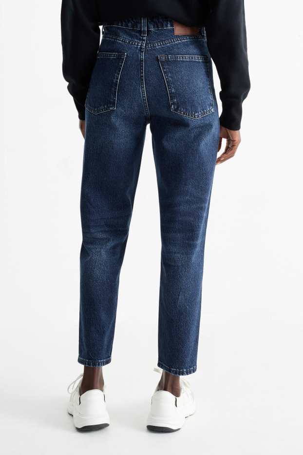Femei - Mom jeans - talie înaltă - LYCRA® - denim-albastru închis