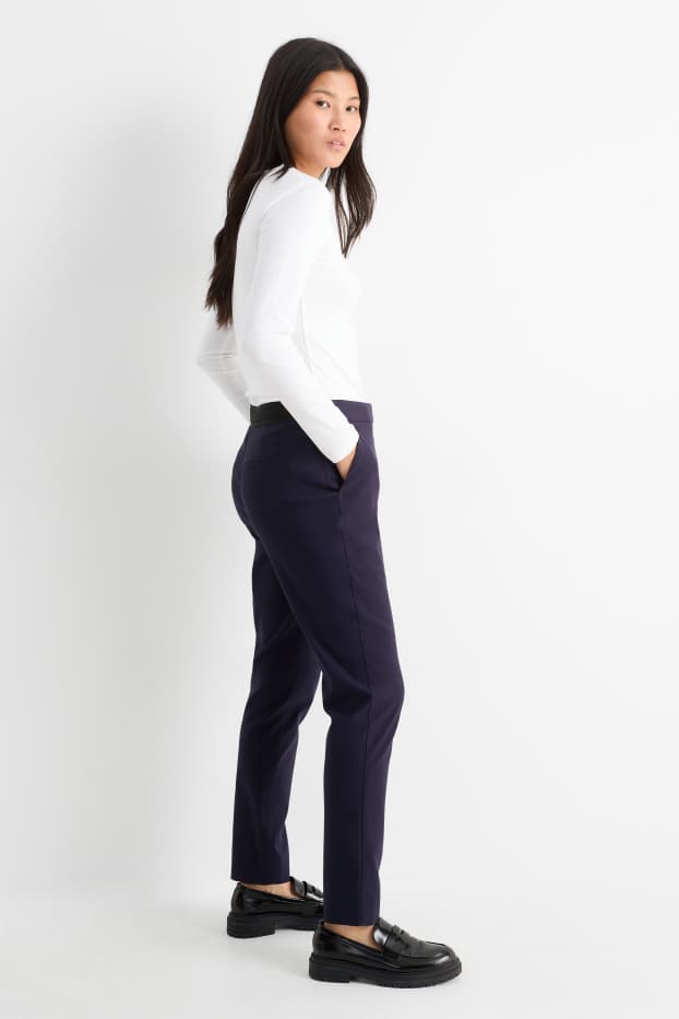 Dames - Pantalon - mid waist - slim fit - donkerblauw