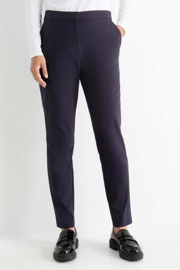 Dames - Pantalon - mid waist - slim fit - donkerblauw