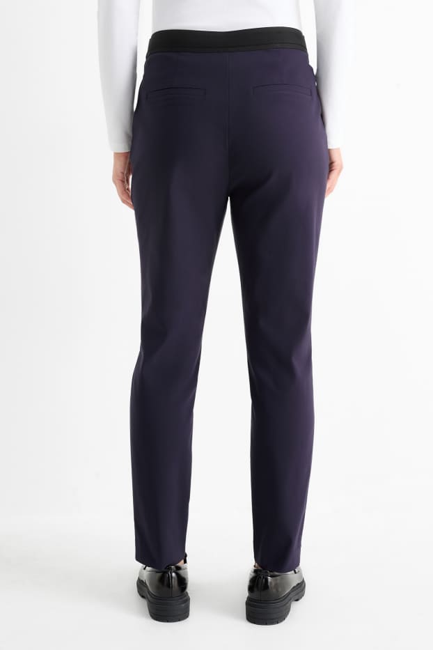 Dames - Pantalon - mid waist - slim fit - donkerblauw