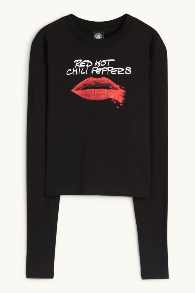 Femmes - Haut court à manches longues - Red Hot Chili Peppers - noir