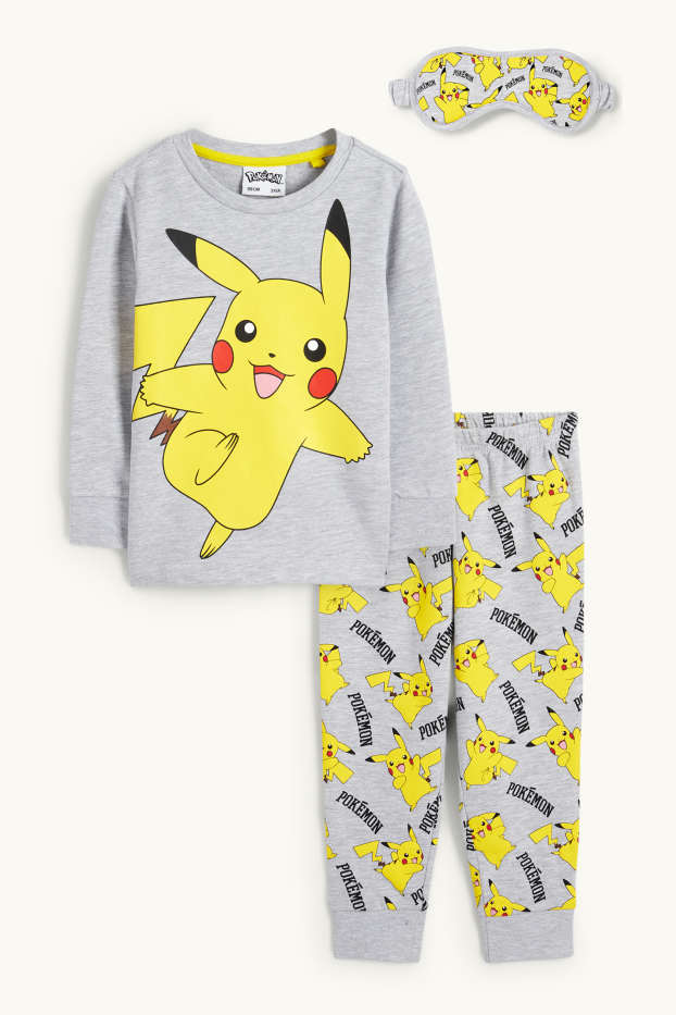 Enfants garçons - Pokémon - ensemble - pyjama et masque de repos - 3 pièces - gris clair