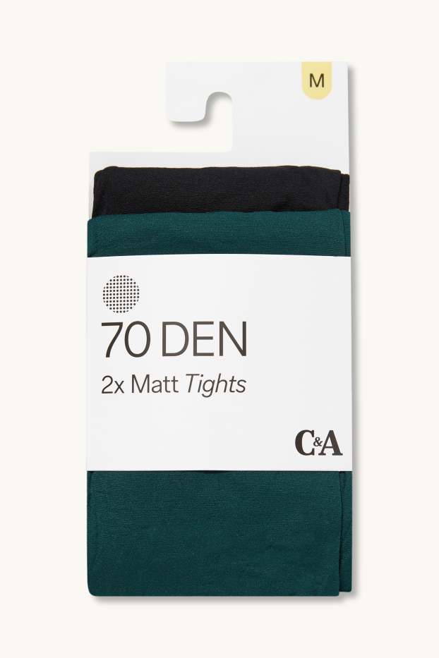Damen - Multipack 2er - Feinstrumpfhose - 70 DEN - dunkelgrün / schwarz