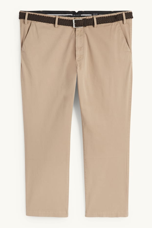 Herren - Chino mit Gürtel - Regular Fit - beige