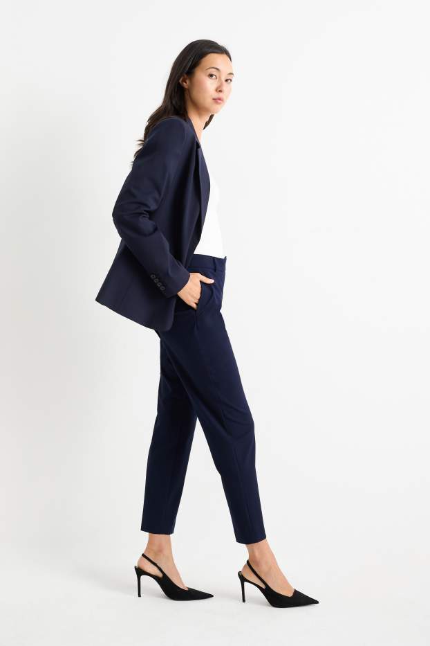 Dona - Pantalons formals - mid waist - slim fit - blau fosc