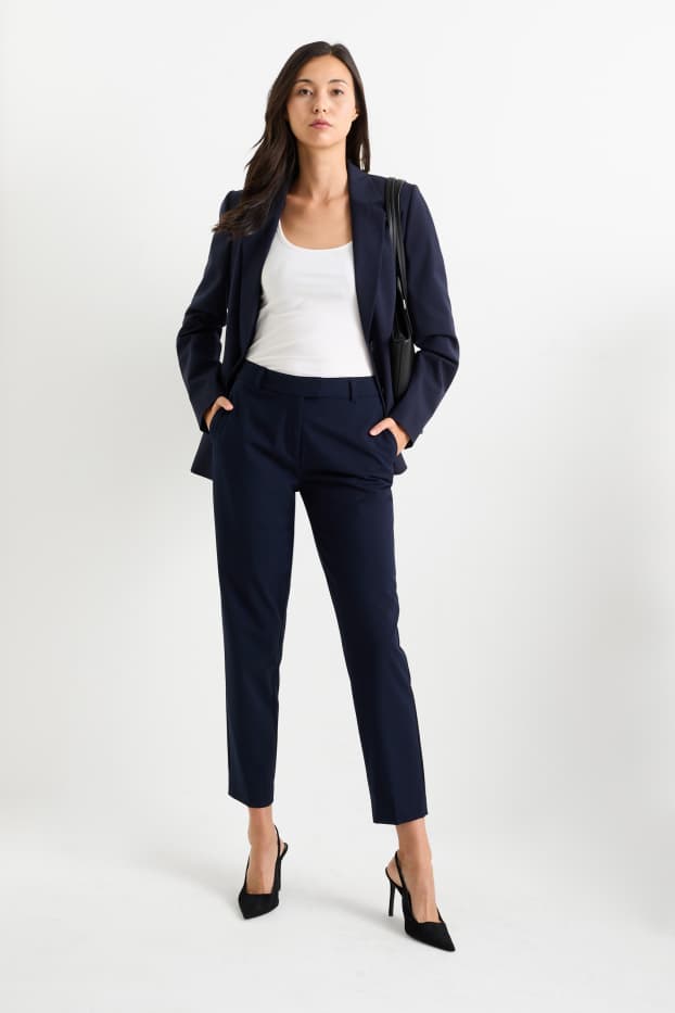 Dona - Pantalons formals - mid waist - slim fit - blau fosc