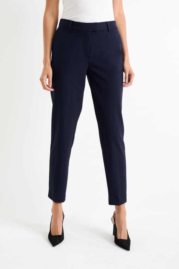 Dona - Pantalons formals - mid waist - slim fit - blau fosc